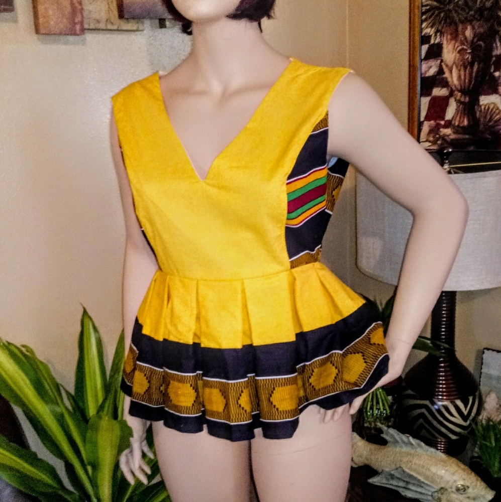 Plus size African print peplum top